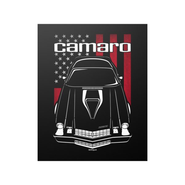 Chevrolet Camaro Z28 2nd gen Poster - US Flag Print 16 x 20 inch by Auto Art Apparel