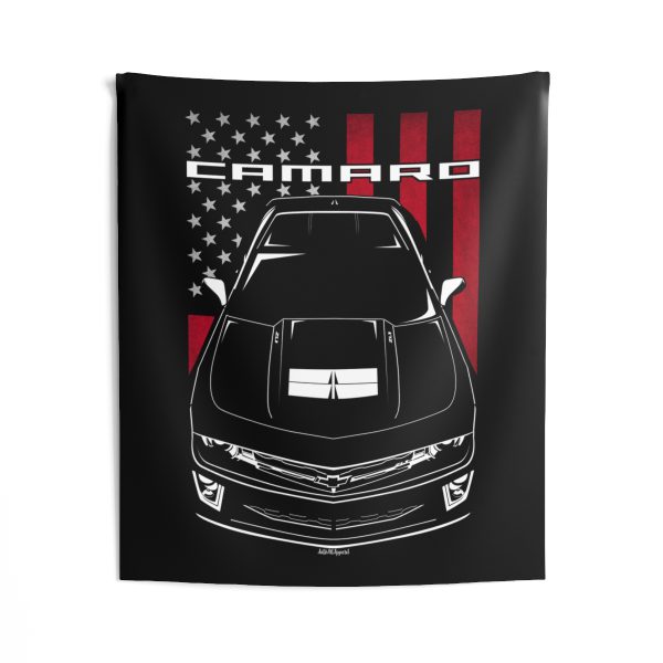 Chevrolet Camaro ZL1 5th gen 2014-2015 Tapestry - US Flag Wall Art 50 x 60 inch by Auto Art Apparel