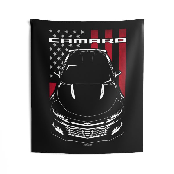 Chevrolet Camaro ZL1 6th gen 2017-2024 Tapestry - US Flag Wall Art 50 x 60 inch by Auto Art Apparel
