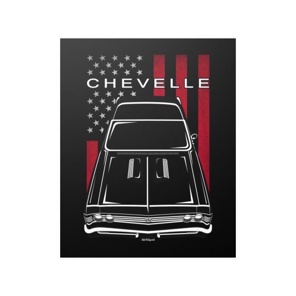Chevrolet Chevelle SS 1967 Poster - US Flag Print 16 x 20 inch by Auto Art Apparel