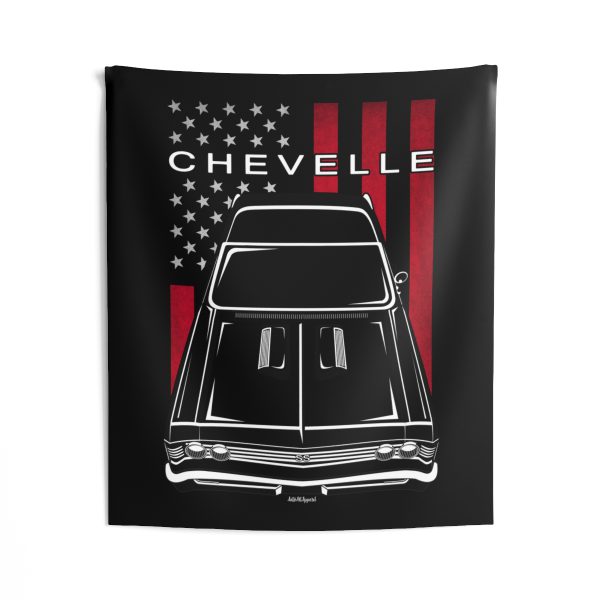 Chevrolet Chevelle SS 1967 Tapestry - US Flag Wall Art 50 x 60 inch by Auto Art Apparel