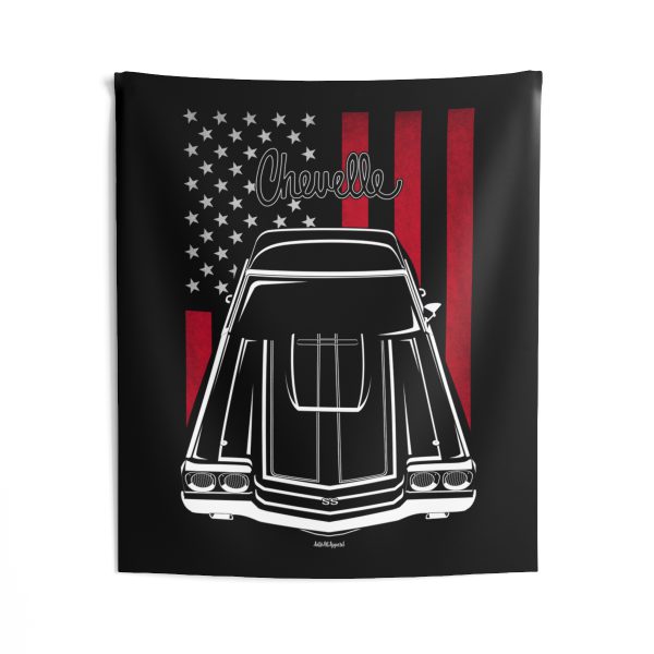 Chevrolet Chevelle SS 1970 Black Stripes Tapestry - US Flag Wall Art 50 x 60 inch by Auto Art Apparel