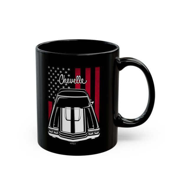 Chevrolet Chevelle SS 1970 White Stripes Mug - US Flag Coffee Mug 11 oz by Auto Art Apparel