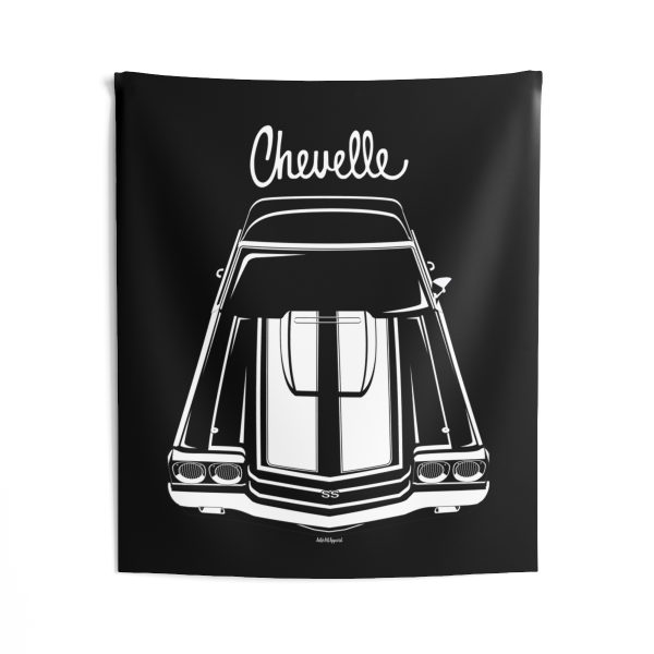 Chevrolet Chevelle SS 1970 White Stripes Tapestry 50 x 60 inch by Auto Art Apparel