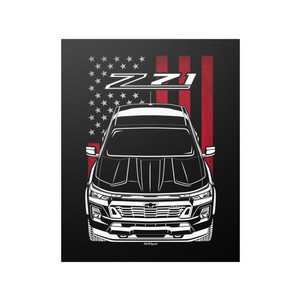 Chevrolet Colorado Z71 2023-2024 Poster - US Flag Print 16 x 20 inch by Auto Art Apparel