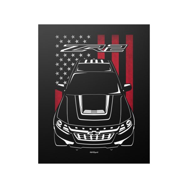 Chevrolet Colorado ZR2 Poster - US Flag Print 16 x 20 inch by Auto Art Apparel