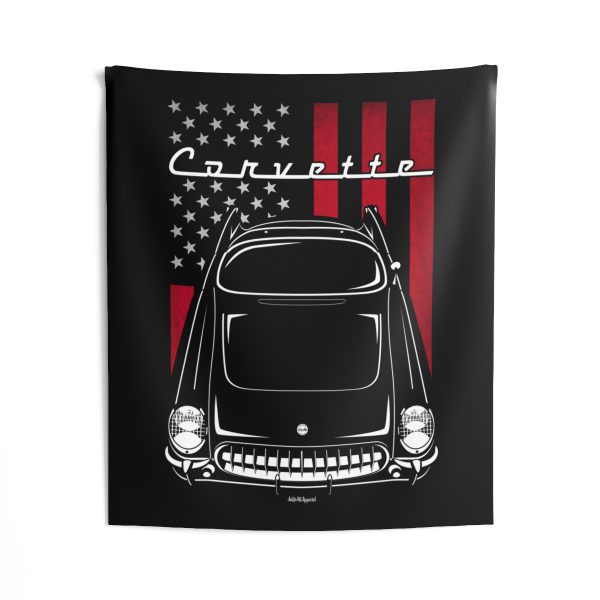 Chevrolet Corvette C1 1953-1955 Tapestry - US Flag Wall Art 50 x 60 inch by Auto Art Apparel