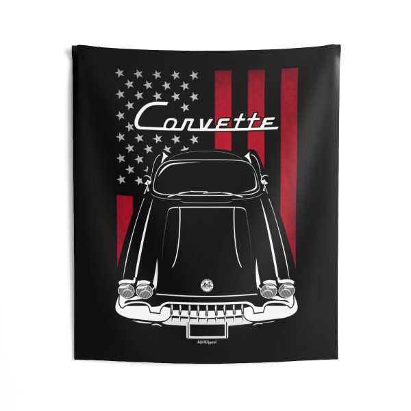Chevrolet Corvette C1 1958-1960 Tapestry - US Flag Wall Art 50 x 60 inch by Auto Art Apparel