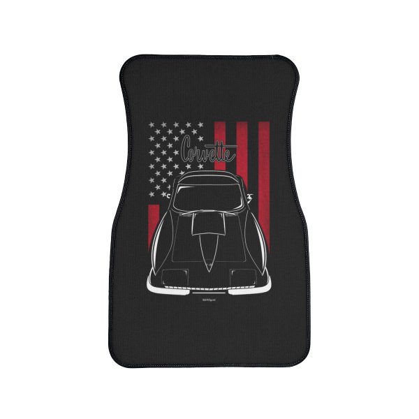 Chevrolet Corvette C2 Stingray Black Stripe Car Mat - US Flag Floor Mats Front Carpet Floor Mats by Auto Art Apparel