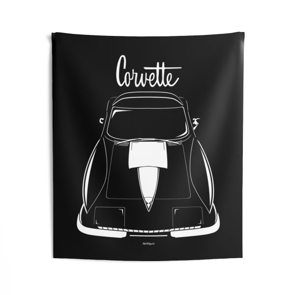 Chevrolet Corvette C2 Stingray White Stripe Tapestry 50 x 60 inch by Auto Art Apparel