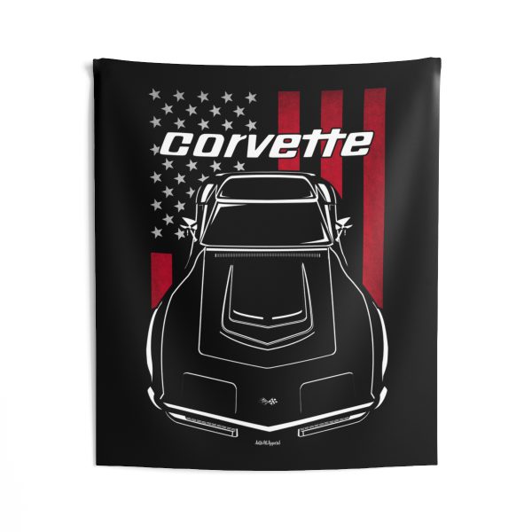 Chevrolet Corvette C3 Tapestry - US Flag Wall Art 50 x 60 inch by Auto Art Apparel