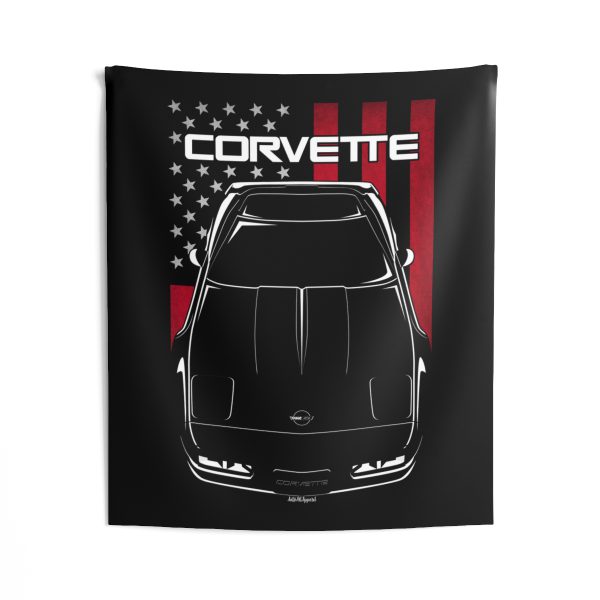 Chevrolet Corvette C4 Tapestry - US Flag Wall Art 50 x 60 inch by Auto Art Apparel
