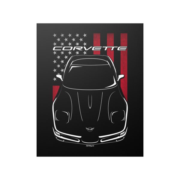 Chevrolet Corvette C5 Poster - US Flag Print 16 x 20 inch by Auto Art Apparel