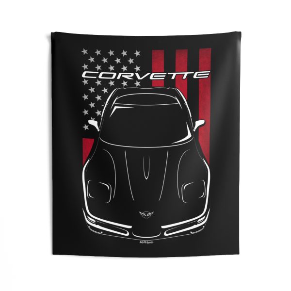 Chevrolet Corvette C5 Tapestry - US Flag Wall Art 50 x 60 inch by Auto Art Apparel