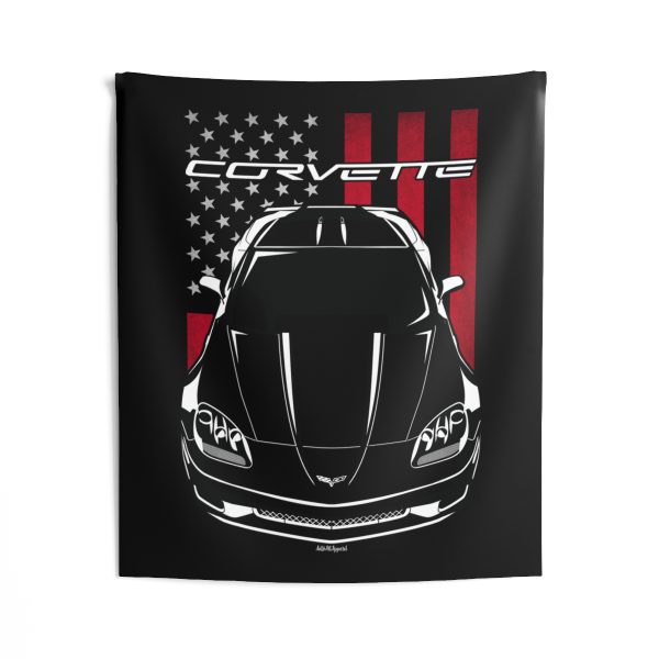 Chevrolet Corvette C6 Tapestry - US Flag Wall Art 50 x 60 inch by Auto Art Apparel