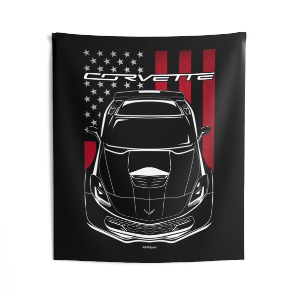 Chevrolet Corvette C7 Z06 Tapestry - US Flag Wall Art 50 x 60 inch by Auto Art Apparel