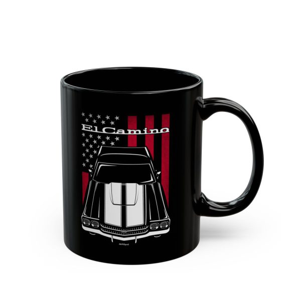 Chevrolet El Camino SS 1970 White Stripes Mug - US Flag Coffee Mug 11 oz by Auto Art Apparel