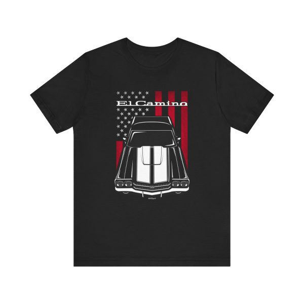 Chevrolet El Camino SS 1970 White Stripes T-shirt - US Flag Shirt by Auto Art Apparel