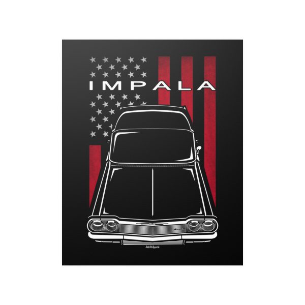 Chevrolet Impala SS 1964 Poster - US Flag Print 16 x 20 inch by Auto Art Apparel