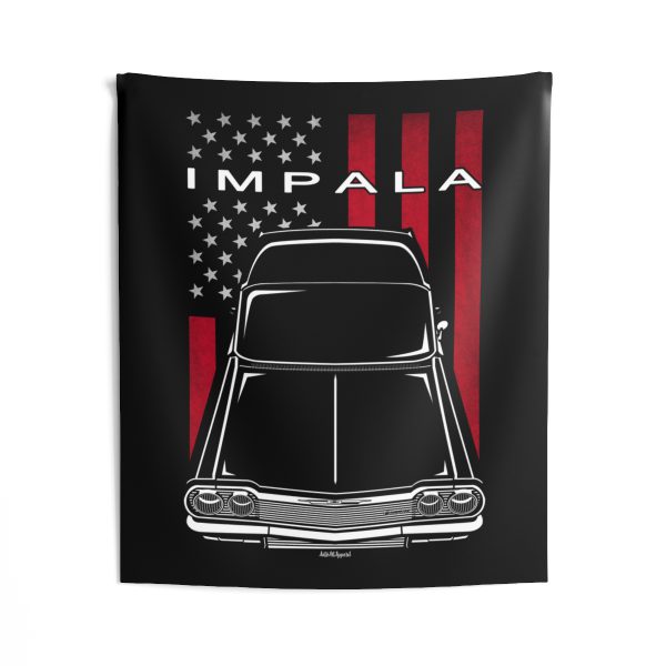 Chevrolet Impala SS 1964 Tapestry - US Flag Wall Art 50 x 60 inch by Auto Art Apparel