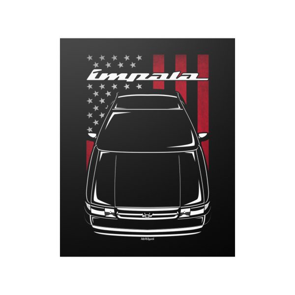Chevrolet Impala SS 1994-1996 Poster - US Flag Print 16 x 20 inch by Auto Art Apparel