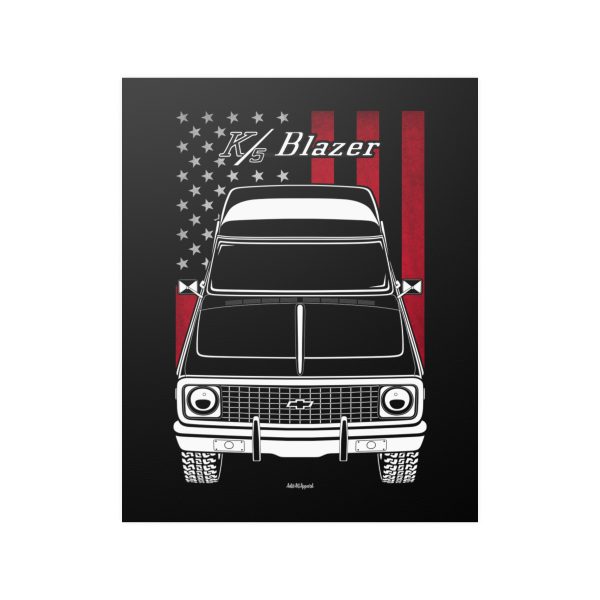 Chevrolet K5 Blazer 1969-1972 Poster - US Flag Print 16 x 20 inch by Auto Art Apparel