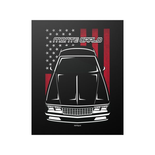 Chevrolet Monte Carlo 1984-1989 Poster - US Flag Print 16 x 20 inch by Auto Art Apparel