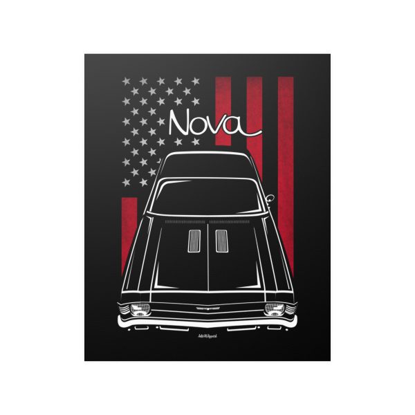 Chevrolet Nova 1969-1972 Poster - US Flag Print 16 x 20 inch by Auto Art Apparel