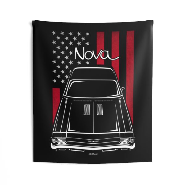 Chevrolet Nova 1969-1972 Tapestry - US Flag Wall Art 50 x 60 inch by Auto Art Apparel