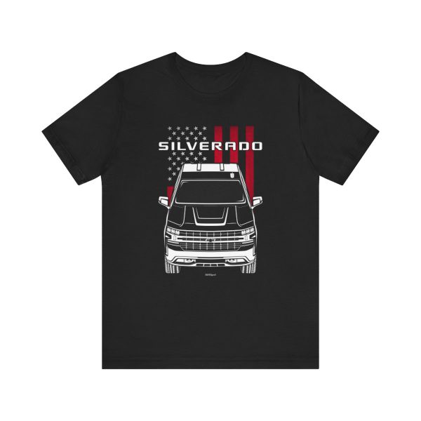 Chevrolet Silverado 1500 2019-2021 T-shirt - US Flag Shirt by Auto Art Apparel