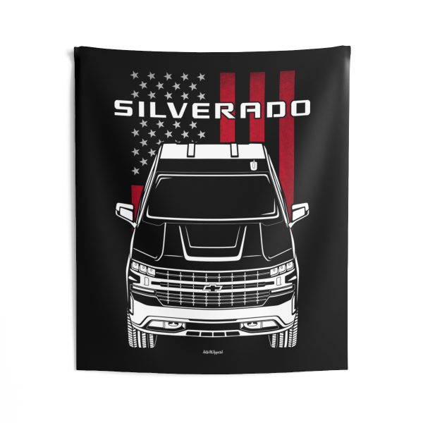 Chevrolet Silverado 1500 2019-2021 Tapestry - US Flag Wall Art 50 x 60 inch by Auto Art Apparel