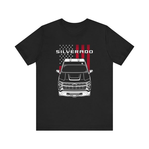 Chevrolet Silverado 1500 2022-2024 T-shirt - US Flag Shirt by Auto Art Apparel