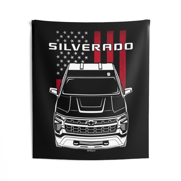 Chevrolet Silverado 1500 2022-2024 Tapestry - US Flag Wall Art 50 x 60 inch by Auto Art Apparel
