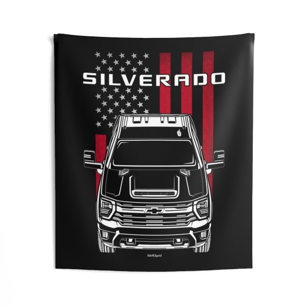 Chevrolet Silverado 2500 HD 2024 Tapestry - US Flag Wall Art 50 x 60 inch by Auto Art Apparel