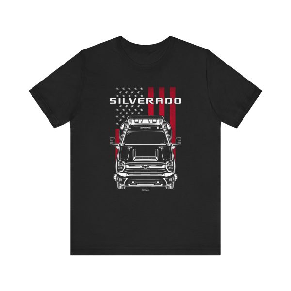 Chevrolet Silverado 3500 HD 2024 T-shirt - US Flag Shirt by Auto Art Apparel