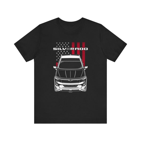 Chevrolet Silverado EV RST 2024 T-shirt - US Flag Shirt by Auto Art Apparel
