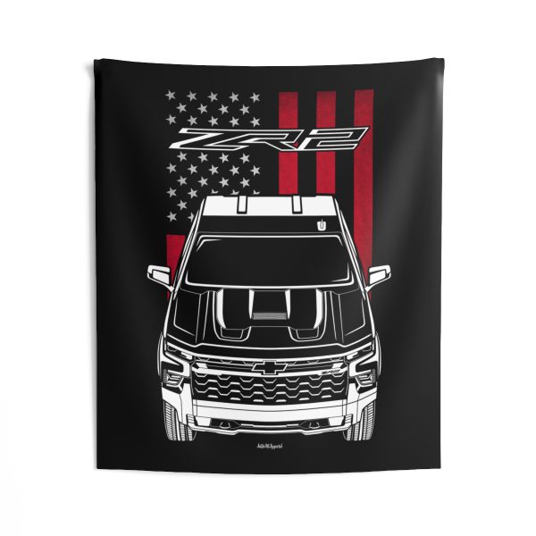 Chevrolet Silverado ZR2 2022-2024 Tapestry - US Flag Wall Art 50 x 60 inch by Auto Art Apparel