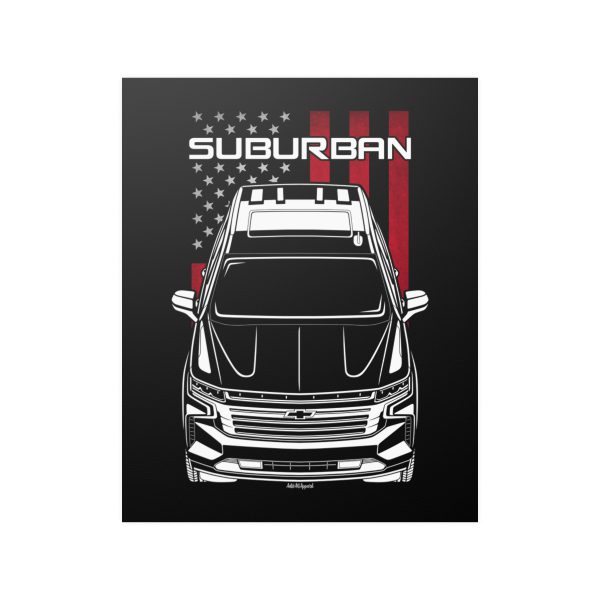 Chevrolet Suburban 2021-2023 Poster - US Flag Print 16 x 20 inch by Auto Art Apparel
