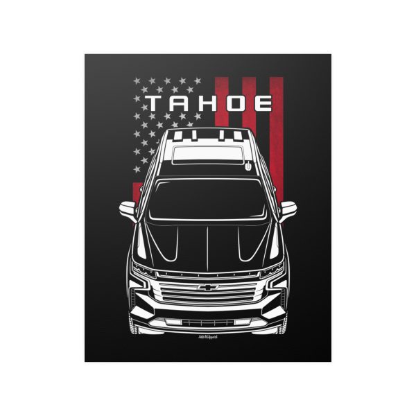 Chevrolet Tahoe 2021-2023 Poster - US Flag Print 16 x 20 inch by Auto Art Apparel