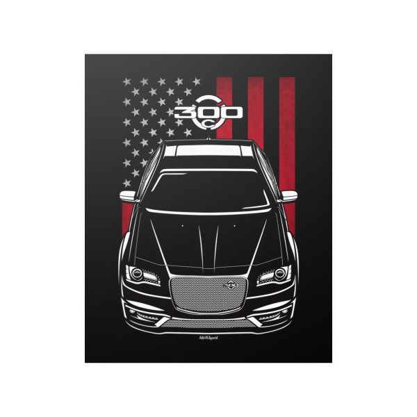 Chrysler 300C 2023 Poster - US Flag Print 16 x 20 inch by Auto Art Apparel
