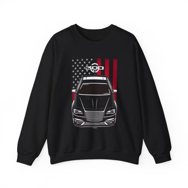 Chrysler 300C 2023 Sweatshirt - US Flag Crewneck Black by Auto Art Apparel