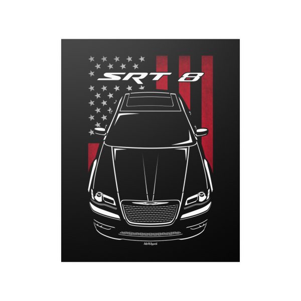 Chrysler 300C SRT8 2012-2014 Poster - US Flag Print 16 x 20 inch by Auto Art Apparel