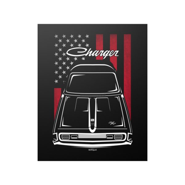 Chrysler VH Valiant Charger RT Poster - US Flag Print 16 x 20 inch by Auto Art Apparel