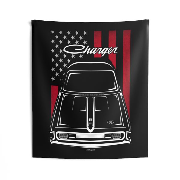 Chrysler VH Valiant Charger RT Tapestry - US Flag Wall Art 50 x 60 inch by Auto Art Apparel