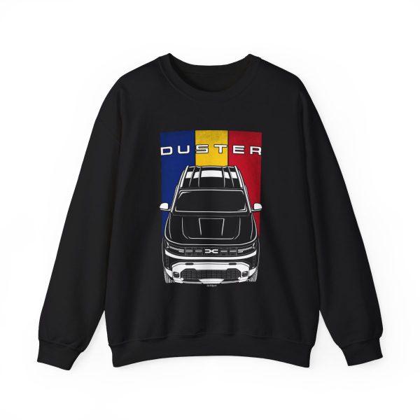 Dacia Duster 2024-2025 Sweatshirt - Romania Flag Crewneck Black by Auto Art Apparel