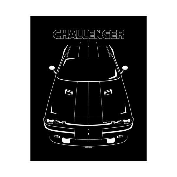 Dodge Challenger 2008-2014 Black Stripes Poster 16 x 20 inch by Auto Art Apparel