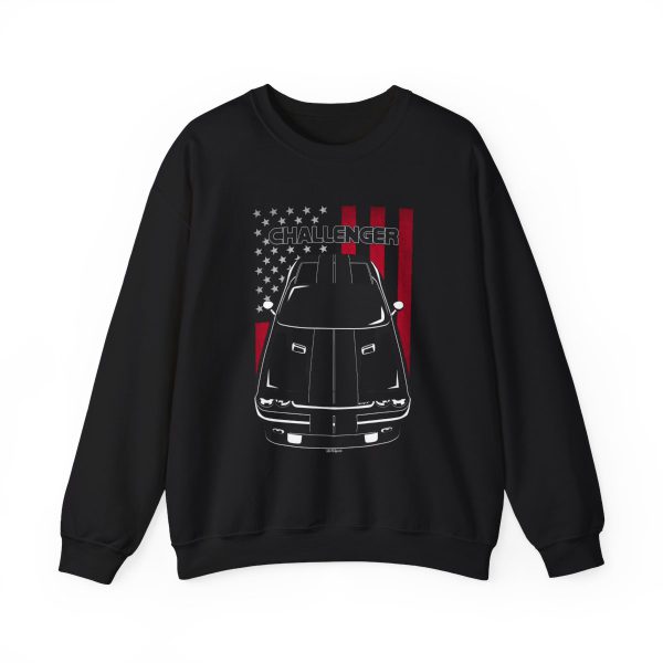 Dodge Challenger 2008-2014 Black Stripes Sweatshirt - US Flag Crewneck Black by Auto Art Apparel
