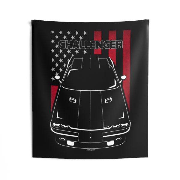 Dodge Challenger 2008-2014 Black Stripes Tapestry - US Flag Wall Art 50 x 60 inch by Auto Art Apparel