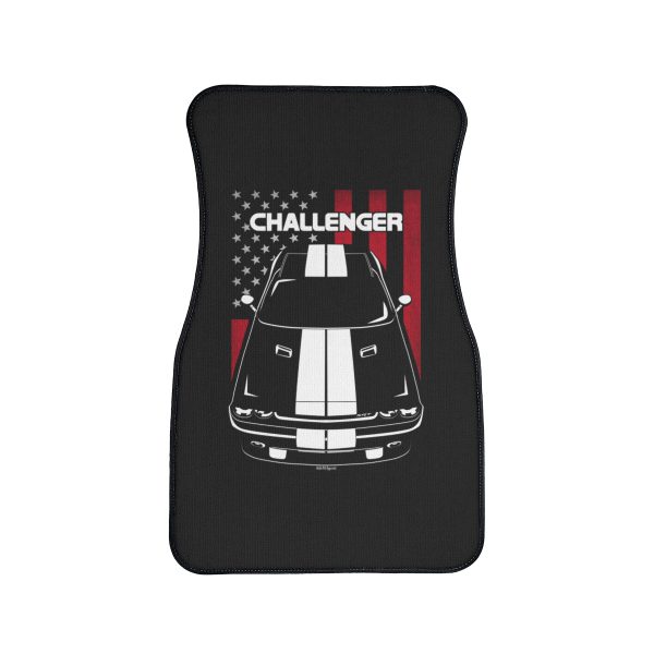 Dodge Challenger 2008-2014 White Stripes Car Mat - US Flag Floor Mats Front Carpet Floor Mats by Auto Art Apparel