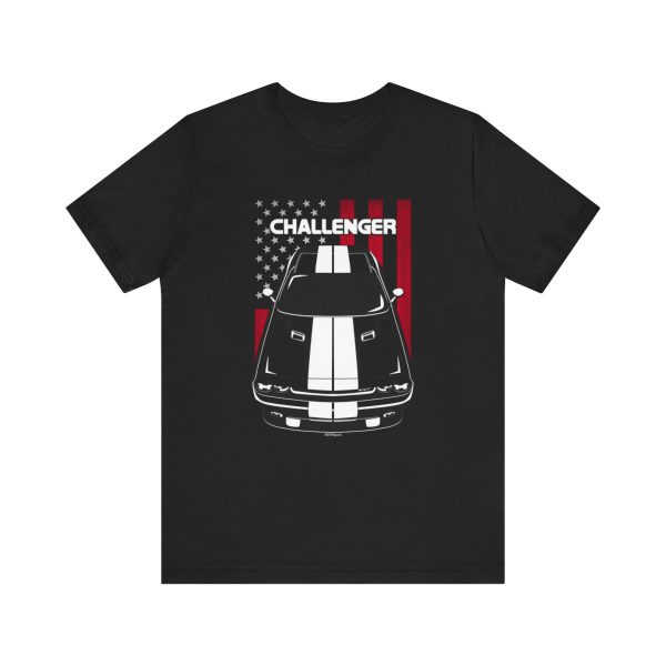 Dodge Challenger 2008-2014 White Stripes T-shirt - US Flag Shirt by Auto Art Apparel